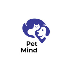pet mind logo concept with brain and pet for pet health treatment