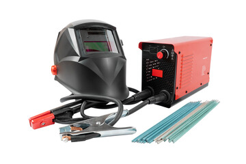 Inverter welding machine isolated. Welding equipment isolated on white background. Multi-process...