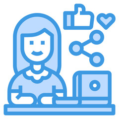 Social Media blue outline icon
