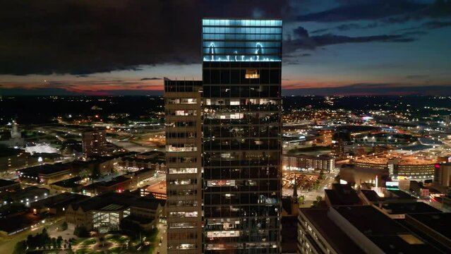 Target Plaza Skyscraper Light Show Minneapolis MN Drone Night Shot 3