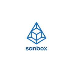 Fototapeta premium blue geometric logo with prism and cube for start up digital company logo design inspiration