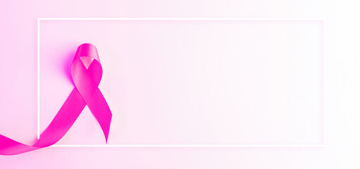 Cancer awareness. Health care symbol pink ribbon on white background. Breast woman support concept. World cancer day.