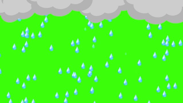 animation of rain on green screen. animation video