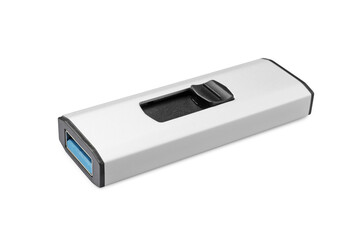 Modern usb flash drive isolated on white