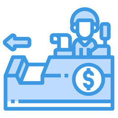 cash register blue outline icon