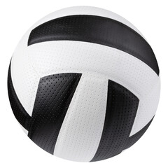 Volleyball ball of classic design, with black and white stripes, on a white background, isolate