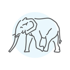 African elephant color line illustration
