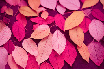3d illustration pink autumn leaves background