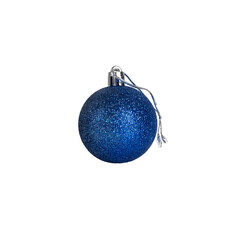 dark blue christmas ball with blue sequins isolated