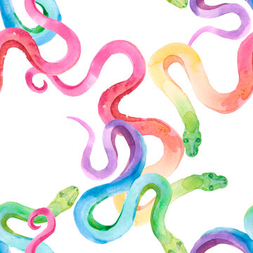 watercolor pattern snake, exotic watercolor background , snake cobra