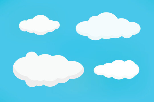 Abstract clouds collection set with blue background