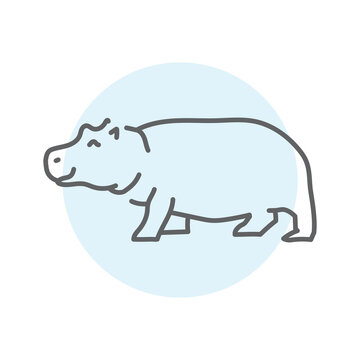 Hippopotamus color line illustration. Animals of Australia