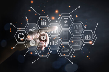 High technology security protection concept. Two-step verification, login, encrypted account...