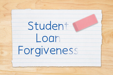 Student Loan Forgiveness message on ruled paper