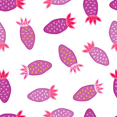 Hand drawn strawberries wallpaper.Doodle strawberry seamless pattern. Fruits backdrop.