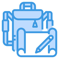 portfolio blue outline icon