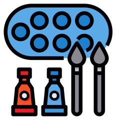 watercolor filled outline icon