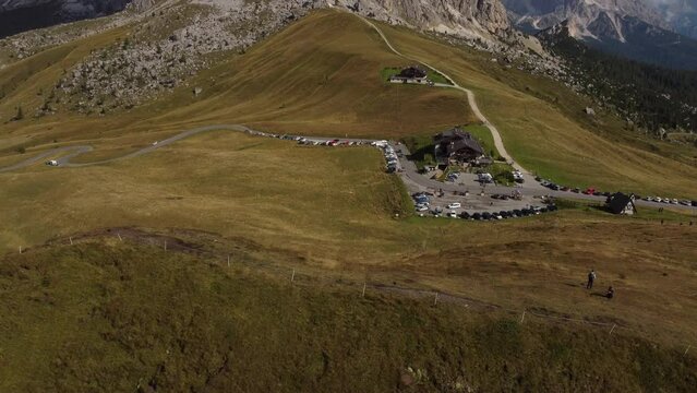 Passo Giau Pass, Ra Gusela and Averau Alpine Mountain in Dolomites, Veneto Italy