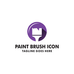 paint brush icon logo design, circular emblem brush logo design, symbol, vector, house and building painting logo