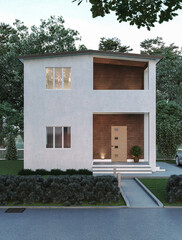 3d render of city town. Country real estate.