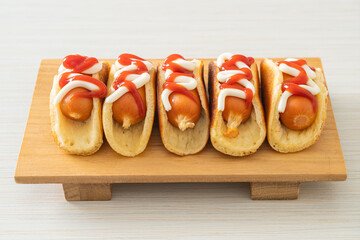 flat pancake roll with sausage
