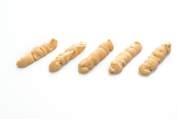 almonds meringue stick on white background