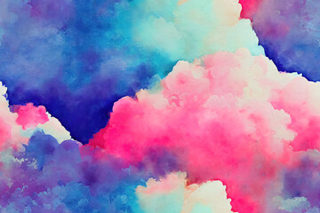 Colorful Clouds seamless textile pattern 3d illustrated 
