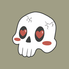 Skull Spooky Scare Illustration Cute Love Icon Character Doodle Asset Flat Design Element Halloween Day October