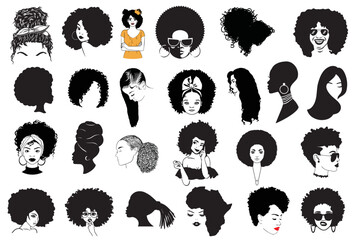 African Women Vector, Afro Queen SVG, Afro Woman SVG Bundle, African American svg, Afro Lady Vector, African Girl Cut File Set 06