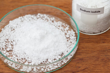 Sodium iodide in glass, chemical in the laboratory and industry