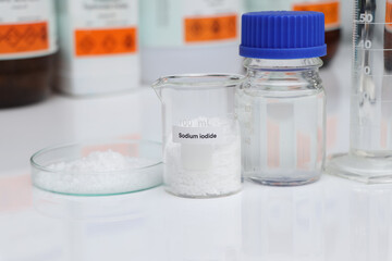 Sodium iodide in glass, chemical in the laboratory and industry