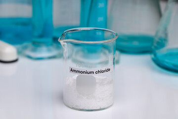 Ammonium chloride in glass, chemical in the laboratory and industry