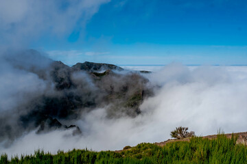 At the top of Pico Arieiro, the third highest in Madeira at 1813 meters high