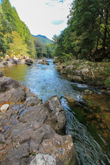 Naklejka na ściany i meble Ure river, October, Japan, Aichi, 宇連川