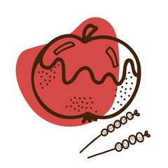 Dessert apple with color spot, doodle illustration, 
icon on the white background