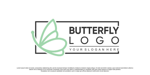 Icon butterfly logo design with creative concept Premium Vector