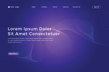 Modern colorful wavy line landing page Design. wave curve abstract landing page
