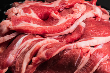 生ラム肉のクローズアップ 北海道のジンギスカンコンセプトイメージ