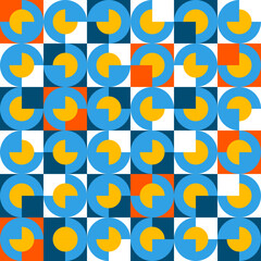 Seamless pattern in retro bauhaus style with circles