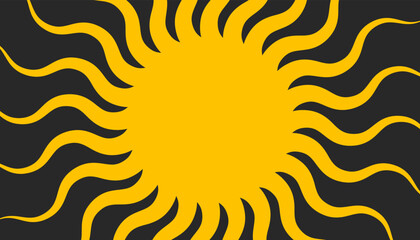 Retro banner with sun and rays in style of 70s
