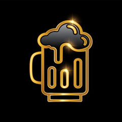 Golden Luxury Beer Glass Vector Icon