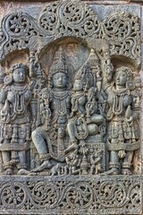 Fototapeta na wymiar Rock sculptures of belur and halebid, Karnataka, Hoysala