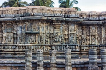 Platform of Sri Chennakeshava Swamy Temple, Belur, Black soap stone, Karnataka, India
