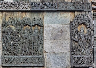 Soft Rock Sculptures of Belur,  Karnataka. Historical Hoysala monument representing Indian art and history.