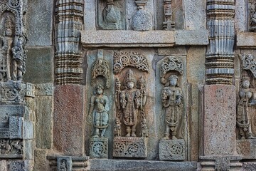 Soft Rock Sculptures of Belur,  Karnataka. Historical Hoysala monument representing Indian art and history.
