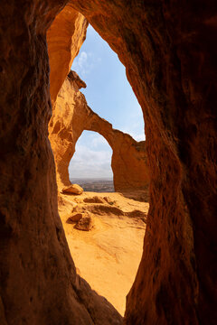 View of the ring rock through a crack in the rock
