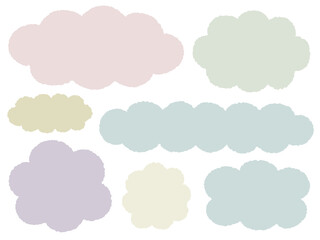 くすみカラーのもくもくのふきだしセット	