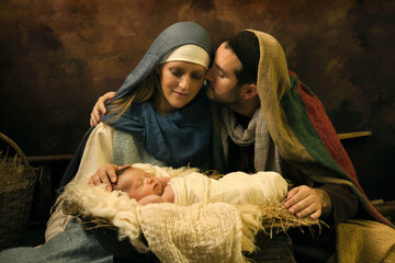 Nativity scene loving parents