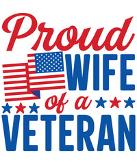 Proud wife of veterans day t shirt design svg