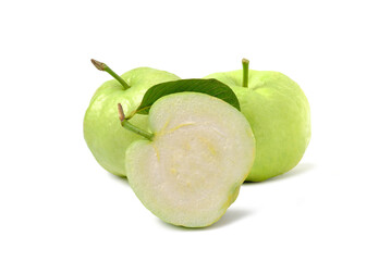 Fresh guava fruit with slice isolated on white background